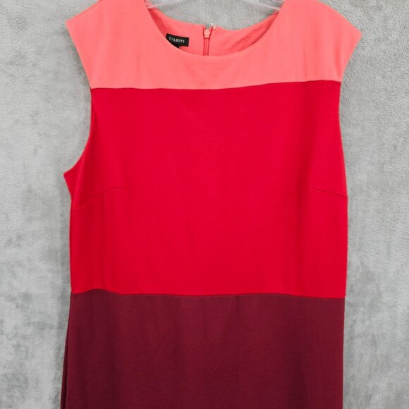 Talbots Colorblock Sheath Dress 16 Peach Red Burgundy Classic Colorful Plus Size - Picture 4 of 9